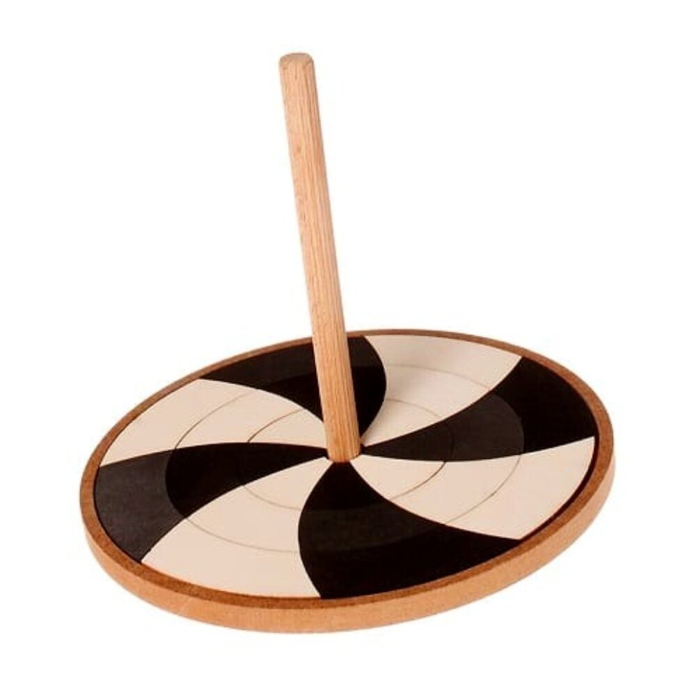 NWT Grimm's Wooden Toys Monochrome Puzzle Spinning Top